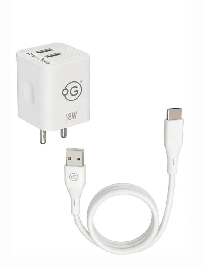 OOGE Charge 5 – 18W Power Pulse Fast Charging Adapter (Dual USB, Type-C Compatible)