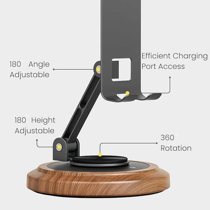 OOGE NEST 300 – Foldable 360° Rotating Mobile Stand (Black)