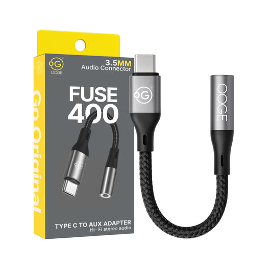 OOGE FUSE 400 – Type-C to 3.5mm Audio Adapter with DAC (Braided, Unbreakable)