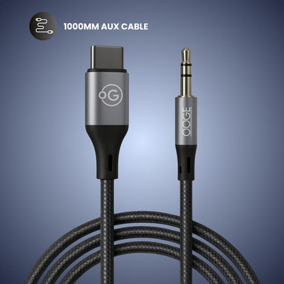 OOGE FUSE 300 – Type-C to 3.5mm Aux Cable (1m, Black)
