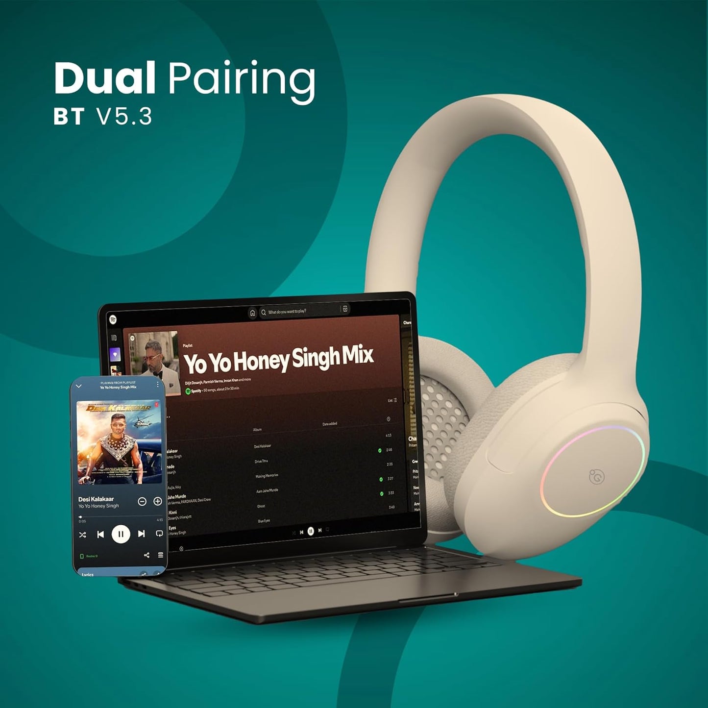 OOGE Echo 200 – Wireless Bluetooth Headphones (Beige)