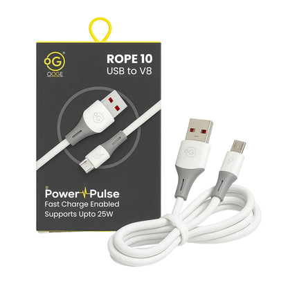 OOGE ROPE 10 – 25W USB to V8 Fast Charging Cable (1m, Tangle-Resistant)
