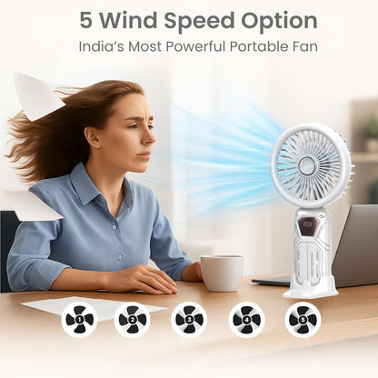OOGE Breeze 2000 – High Speed Portable Rechargeable Fan (White)