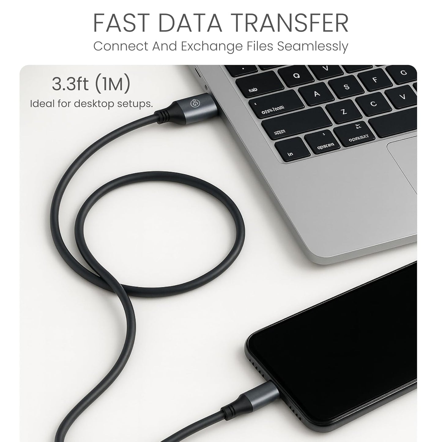 OOGE ROPE 9 – 120W USB to Type-C Fast Charging Cable (Metallic Silicone, Unbreakable)