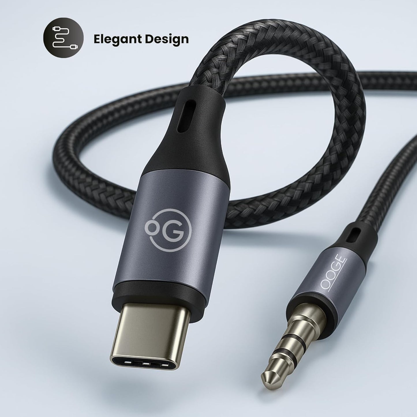 OOGE FUSE 300 – Type-C to 3.5mm Aux Cable (1m, Black)